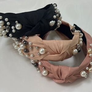 Embellished Pearl & Beaded Knot Headband Bundle Set of 3